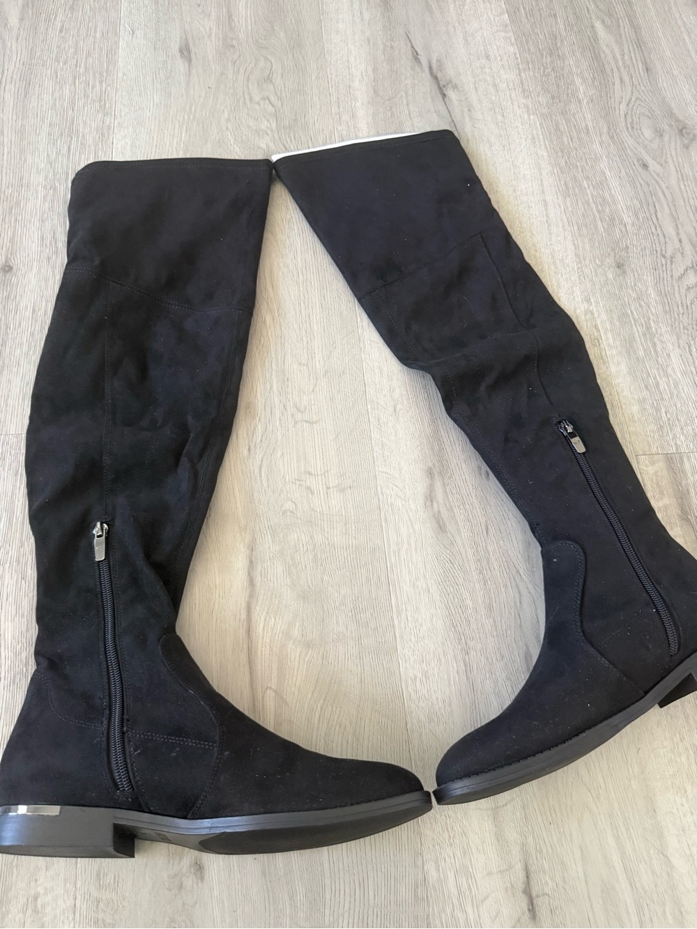 Marc Fisher Black Over-the-Knee Zip Suede Boots